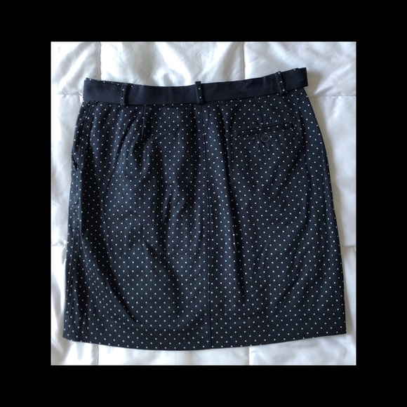 Chaps Navy Polka Dot Skirt w/ Belt - Picture 3 of 3